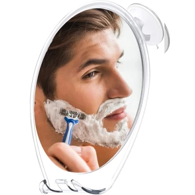 Imagen de HONEYBULL Espejo de Ducha Antivaho con Ventosa Fuerte para Afeitar Soporte Navaja, Ideal Afeitado y Cuidado Facial Hombre Mujer, Blanco XL