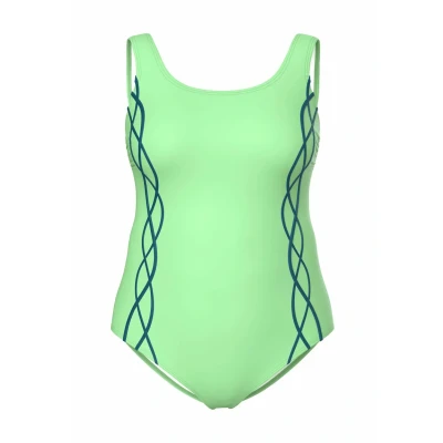 Imagen de Ulla Popken Grandes Tailles Pipings Ondulants Bañador, Mujer, Talla: 62, Kiwi
