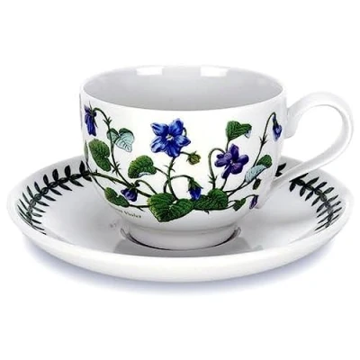 Imagen de Portmeirion Botanical Garden Juego de 6 Tazas té y platillos, Loza, Azul, Blanco, Definir, 12 Unidades