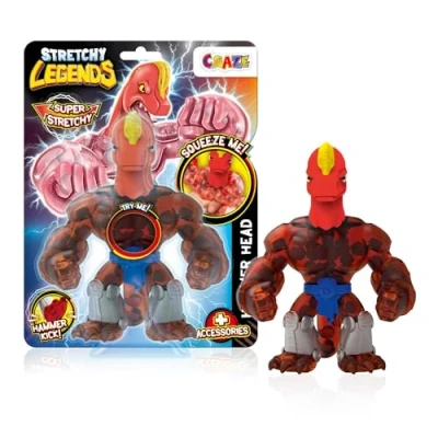Imagen de CRAZE Legends Stretchy Hammer Head Figura Elástica De Acción para Niños, Superhéroes Coleccionar con Relleno Slime, 6 Dinosaurios Diferentes