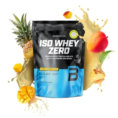 Imagen de BioTechUSA Iso Whey Zero Premium Protein Isolate Grass Fed Enzyme Free Sugar and Gluten free, 454 g, Piña mango