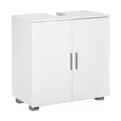 Imagen de kleankin Mueble para Debajo del Lavabo Armario Baño de Suelo Madera con 2 Puertas y Estante Ajustable Interior Moderno 60x30x60 cm Blanco