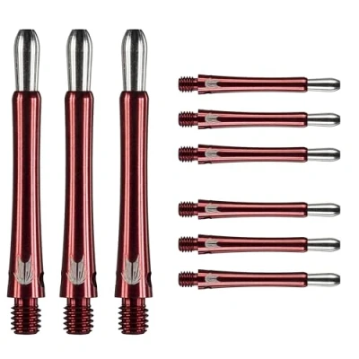 Imagen de Target Darts Grip Style Aluminium Shaft Pack of 9 Rojo, Mediana (48.8mm) Accesorios Dardos Profesionales, Multipack de Flechas 2BA con Anillas, Flechas, Plumas para