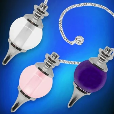 Imagen de Vibratis Lote DE 3 Péndulos Adivinación Radiestesia Cristal Roca, Cuarzo Rosa y Amatista [Satisfacción o Reembolso por Vida]