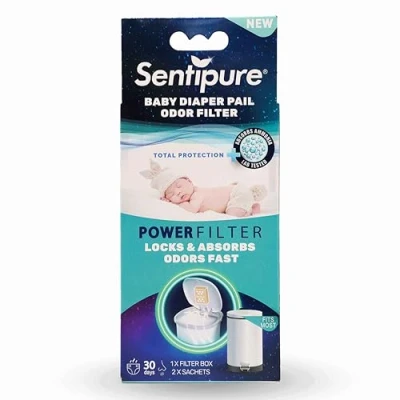 Imagen de Sentipure® filtro de olores para cubos pañales absorbe malos olores, gases peligrosos amoníaco, compatible con comunes: Spross, Angelcare, Ubbi 1 30 días