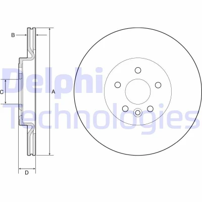 Imagen de DELPHI BG4786C Disco de freno 325 20 5 ventilado revestido sin procesar cojinete rueda, anillo sensor ABS LAND ROVER: Discovery Sport