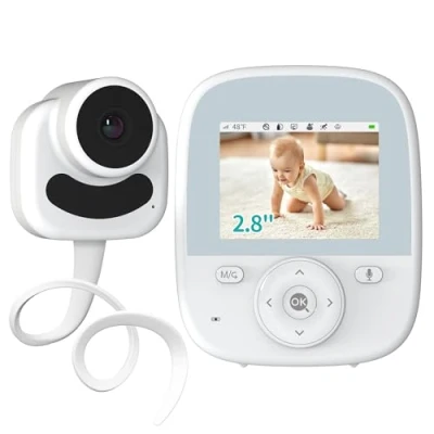 Imagen de VIZOLINK 2.8&quot; Vigilabebés con Cámara, Portátil Monitor para Bebés 4000mAh Batería, HD Visión Nocturna, VOX, Comunicación Bidireccional, 3x Zoom, Monitoreo de Temperatura, Canción Cuna, sin WiFi