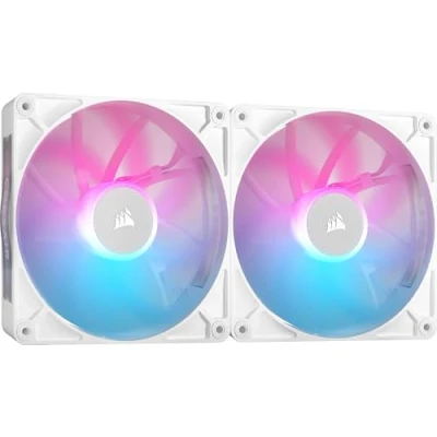 Imagen de CORSAIR iCUE Link RX140 Ventiladores PWM RGB de 140 mm con System Hub Rodamiento Cúpula Magnética Paquete Doble Blanco