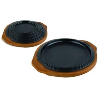 Imagen de Ilsa Plato de hierro fundido, bandeja madera, redondo, 16 cm