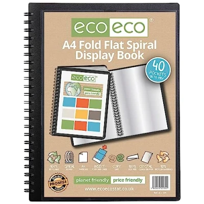 Imagen de eco Eco134 Libro de exhibición con espiral, tamaño A4, 50% reciclado, 40 bolsillos, plegable