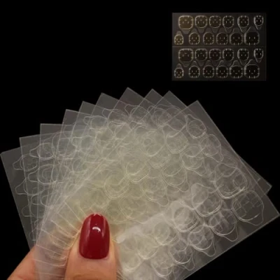 Imagen de Tsathoggua 15 Hojas(360pcs) Adhesivo Transparente Doble Cara para Uñas, Pegatinas Pegar uñas Postizas, de gel Gelatina, Almohadillas Adhesivas Cara, Arte