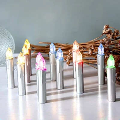Imagen de CCLIFE Vela led Árbol con Mando Inalámbrica velas de navidad colores Candle luces a distancia para decoracion, Color:Silver, Tamaño:30PCS