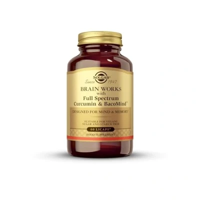 Imagen de Solgar Brain Works con Full Spectrum Curcumin y BacoMind 60 Cápsulas vegetales Licaps 200 g