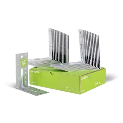 Imagen de Alberts 867560 Escuadra reforzada con nervio, Galvanizado Sendzimir, 150 x 65 mm, Juego de 25