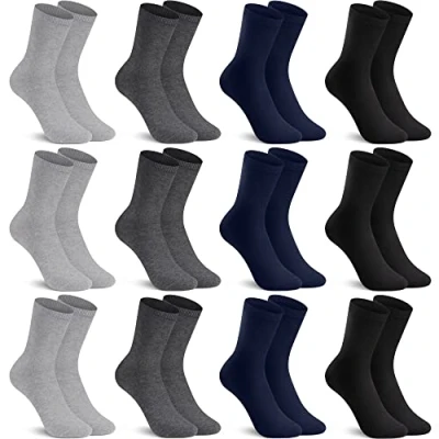 Imagen de L&amp;K II 12 Pares Calcetines largos Hombre&amp; Mujer Deporte Business Unisex Basic 2027 azul marino+Gris+Negro 43 46