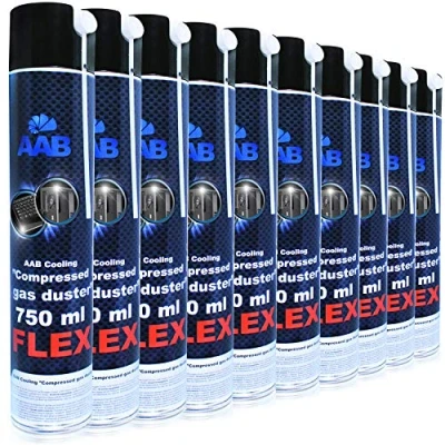 Imagen de AABCOOLING Compressed Gas Duster FLEX 750ml Conjunto de 10 Spray con un Tubo Flexible, Limpiar PC y Televisiones, Aire Comprimido, Soplador