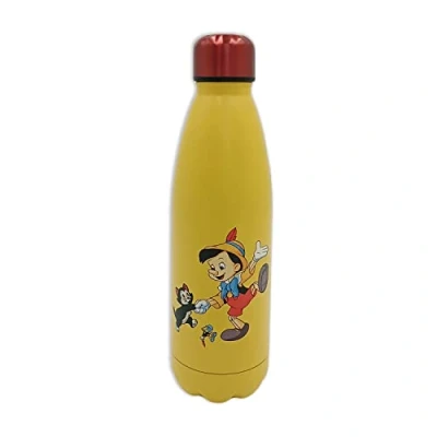Imagen de Half Moon Bay Botella Agua Acero Inoxidable Disney Pinocho metálica 500ml, térmica Reutilizable Termica de Frío/Caliente Licencia Oficial