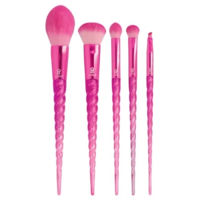 Imagen de MODA Royal &amp; Langnickel Juego de brochas maquillaje tamaño completo, 5 piezas, incluye pinceles para colorete, complejidad, sombra abovedada, arrugas y ángulo, rosa