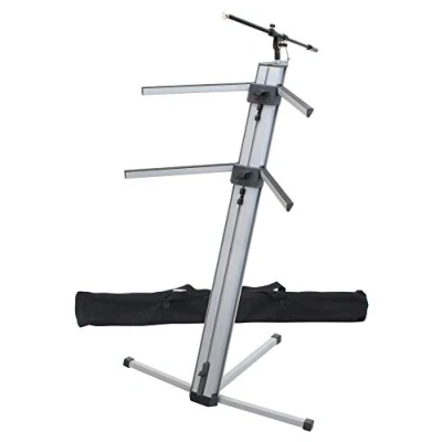 Imagen de Classic Cantabile soporte de teclado KS 100 plateado, incluye micro y bolsa transporte