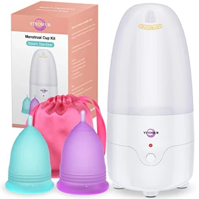 Imagen de YTYOMUR Esterilizador De Vapor Copa Menstrual con 2 Copas Menstruales Reutilizables, Kit Lavado Limpiador Per¨ªodo
