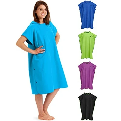 Imagen de Fit Flip Poncho de Surf Ligero y Compacto Toalla para Adultos Playa, Microfibra Hombres Mujeres Albornoz Natacion Color: Azul Claro Tamaño: M