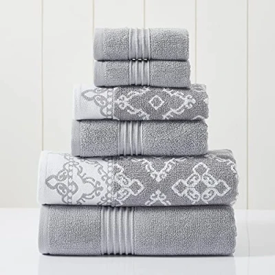 Imagen de Modern Threads Charlize Stone Juego de 6 Piezas, 2 Toallas baño, Mano y pequeñas, Hilo teñido Jacquard/Liso