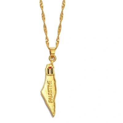 Imagen de Collares Con Colgante En Forma De Mapa Palestina, Collar Mapas Étnicos Simples Hip Hop, Para Mujeres, Hombres, Cadena Clavícula, Suéter, Fina, Regalo Joyería,