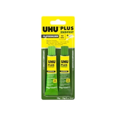 Imagen de UHU 2 Komponenten Epoxidharzkleber plus endfest Goma (Glue tube, Ceramics, Cork, Vidrio, Metal, De plástico, Porcelana, Flexible PVC, Polietileno, Polipropileno, Poliestireno, 40 100 C)