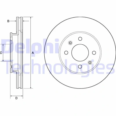 Imagen de DELPHI BG4744C Disco de freno 256 22 4 ventilado revestido sin procesar cojinete rueda, anillo sensor ABS KIA: RIO 3