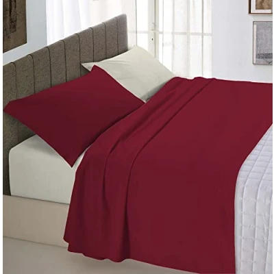 Imagen de Italian Bed Linen Juego de sábanas “Natural Colour, Burdeos/Crema, Doble
