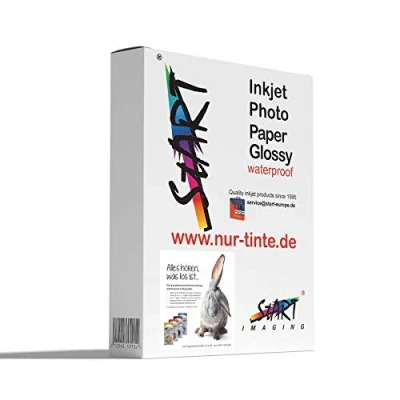 Imagen de Start Papel fotográfico DIN A4, 200 g/m², 100 hojas, para impresora de inyección tinta, inmediatamente seco, impermeable, muy blanco, alto brillo colores