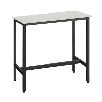 Imagen de VASAGLE Mesa de Bar, Cocina Rectangular Estrecha, Alta con Marco Metal Robusto, 40 x 100 90 cm, Montaje Sencillo, Diseño Industrial, Blanco Rústico y Negro Tinta LBT010B73