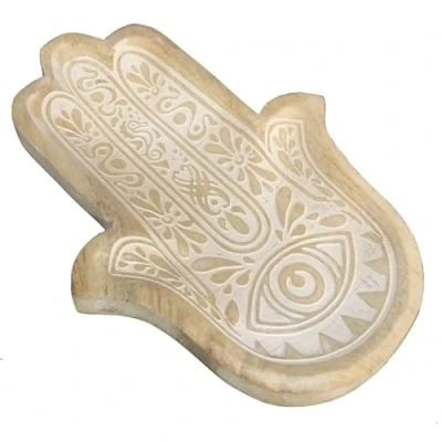 Imagen de UNIMASA Bandeja vaciabolsillos de Madera Hamsa Mano Fatima Rustico