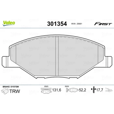 Imagen de VALEO 301354 Juego de pastillas freno FIRST Eje delantero excl. contacto avisador desgaste Chapa antichirridos SKODA: Fabia 2