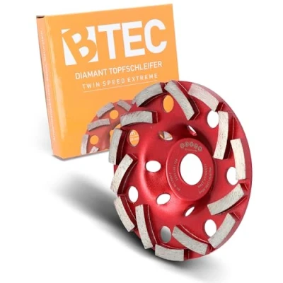 Imagen de BTEC Twin Speed Extreme Diamond Disco abrasivo para hormigón, piedra natural, adhesivo baldosas, granito y mampostería Lijadora de ollas 125 mm diámetro + orificio 22,23