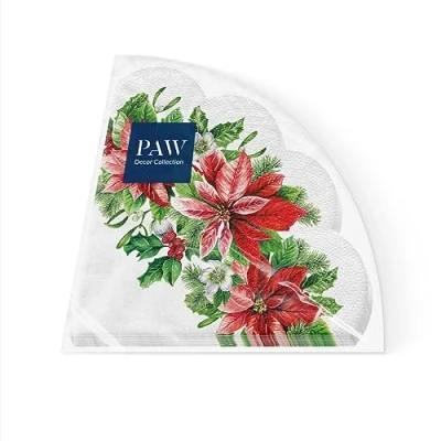 Imagen de PAW Servilletas de Papel 3 Capas (32 cm Diámetro) 12 Unidades Navidad con motivos invernales y navideños Ideales para la mesa festiva Color: Glory Poinsettia