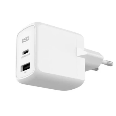 Imagen de Cargador De Red Ksix 1x Usb a + c Gan Power Delivery Pps 45w Blanco