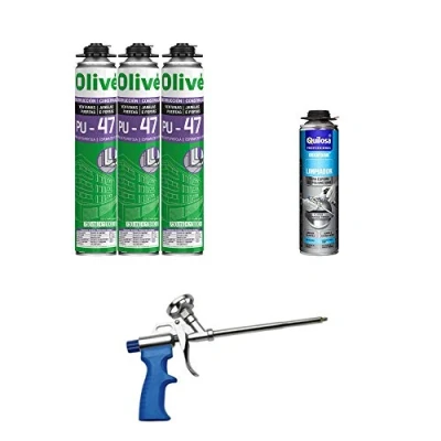 Imagen de Lote de 3 espumas expansivas poliuretano 750 ml para pistola + 1 limpiador
