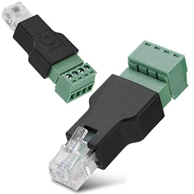 Imagen de VOBOR Adaptador De Terminal Tornillo Conector Ethernet, Red RJ11 Ethernet 6P4C Macho A 4 Pines