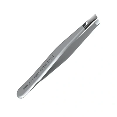Imagen de STALEKS PRO Pinza para cejas EXPERT 10 TYPE 3 (inclinación ancha) Acero Inoxidable Profesional con Funda Afilado de hojas manual