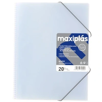 Imagen de Grafoplas 39832000 Carpeta 20 Fundas A4 de Espiral con Sobre, Transparente, Modelo Maxiplás