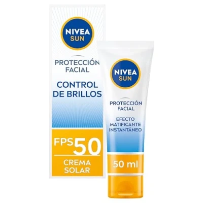 Imagen de NIVEA SUN Protección solar alta UV Control de Brillos FP50 (50 ml), crema facial, matificante con 0% sensación pegajosa
