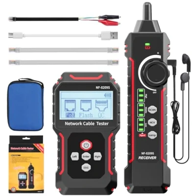 Imagen de VXSCAN NF 8209S comprobador de cable RJ11 RJ45, Cat5 Cat6 LAN red, verificación del cortocircuito, estado interrupción transversal con probador POE, medición