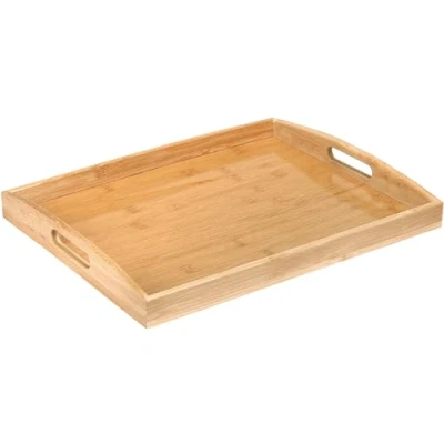 Imagen de anshuke bandeja de servir bambú con asas, madera, cocina, para servir, desayuno, té, mesa café, cocina decorativa cama (50 x 35 4 cm)