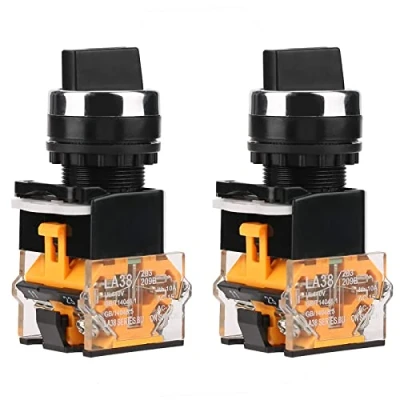 Imagen de WANGCL Interruptor giratorio de 2 piezas, perilla selección redonda 22 mm selector impermeable posiciones NC + SIN autobloqueo
