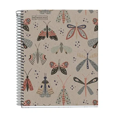 Imagen de Miquelrius Cuaderno A5, Cuadrícula 5 mm, Papel reciclado de 80 g/m², Hojas un color, reciclado, Espiral, cuadriculado, Eco Mariposas