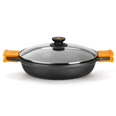 Imagen de BRA Efficient Cacerola Baja 36 cm con Tapa de Cristal y Asas Silicona, Aluminio Fundido, Negro
