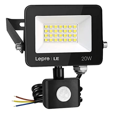Imagen de Lepro Foco LED Exterior con Sensor Movimiento PIR, 20W 1700 lumen Focos Exterior, IP54 Impermeable, Luz Blanco Frío 5000K, Detector para Jardín, Garaje, Hotel, Patio, etc.