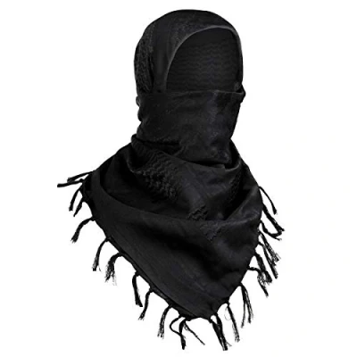 Imagen de FREE SOLDIER Bufanda Militar Shemagh Tactical Desert Keffiyeh de Cuello con Cabeza árabe Borla 43x43 Pulgadas,Camuflaje Negro