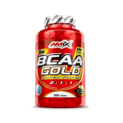 Imagen de AMIX BCCA Gold 300 Cápsulas Favorece la Recuperación Muscular y Ayuda a Definir los Músculos Aporta Aminoácidos Esenciales BCAA Glutamina en